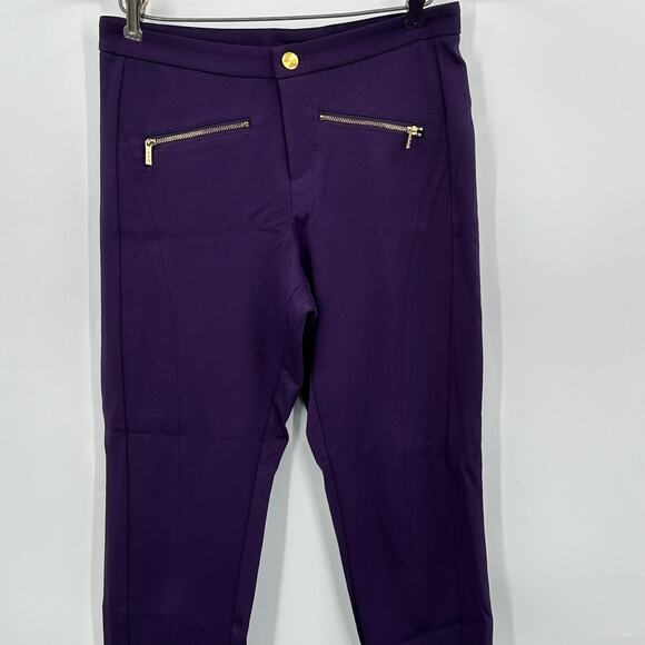 IMAN Global Chic Power Ponte Ankle Pant w/ Illusion Seaming Purple Womens Size 4 - Picture 3 of 11